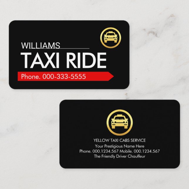 Modern Stilfull Taxi Tur Visitkort (Fram/baksida)