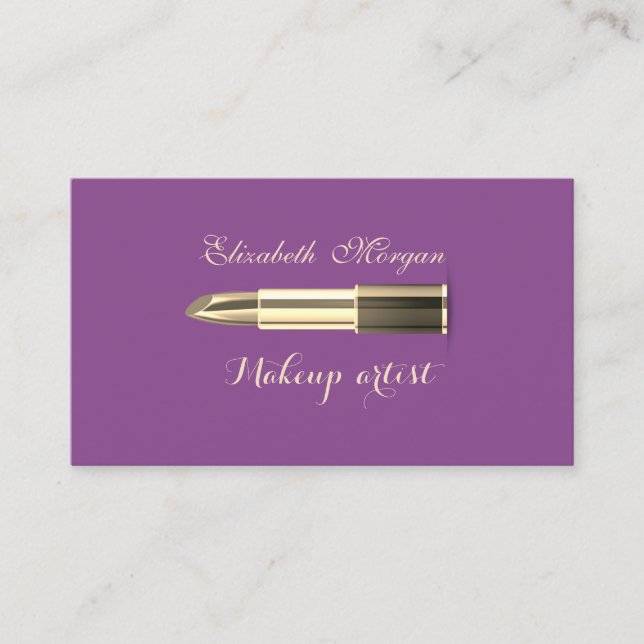 Modern Stilfull Violett -Smink-Läppstift Visitkort (Framsida)