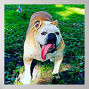 Modern stiliserad bulldog porträtt poster