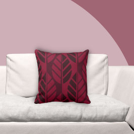 Modern stiliserad burgundy Red Löv Mönster Kudde