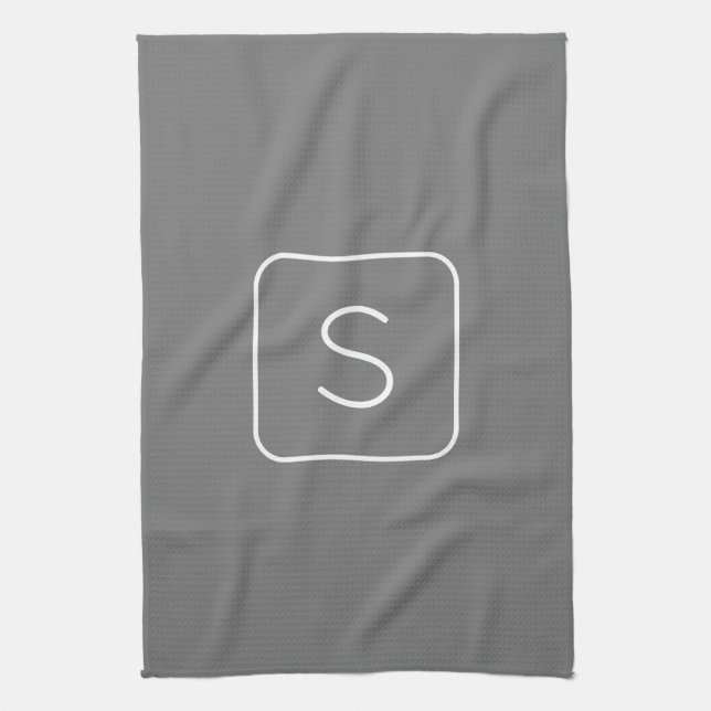 Modern stiliserad initial monogram | Vit & Grå Kökshandduk (Vertikal)