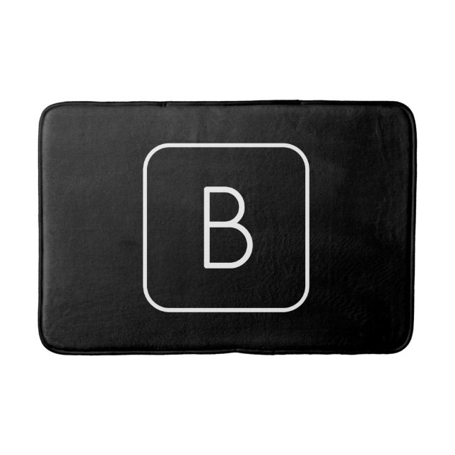 Modern stiliserad initial monogram | Vit & Svart Badrumsmatta (Framsidan)