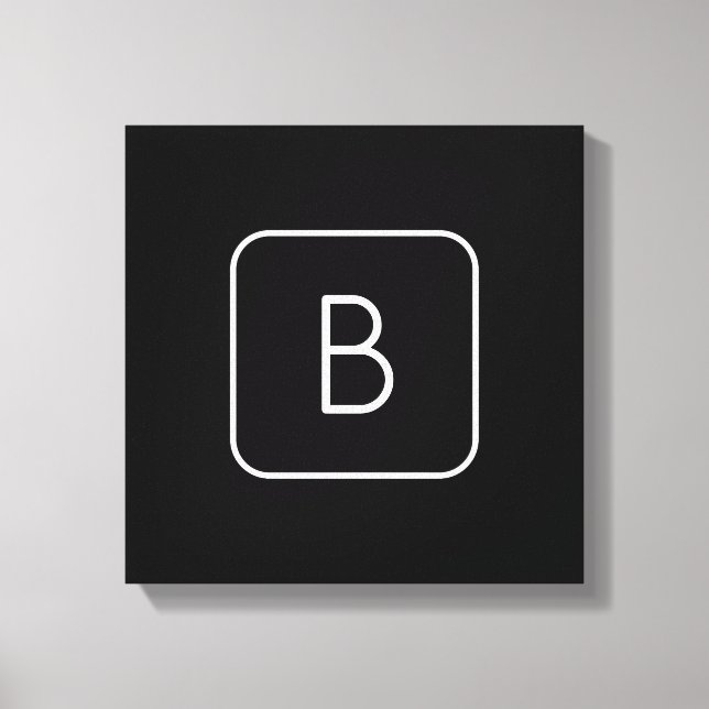 Modern stiliserad initial monogram | Vit & Svart Canvastryck (Framsida)