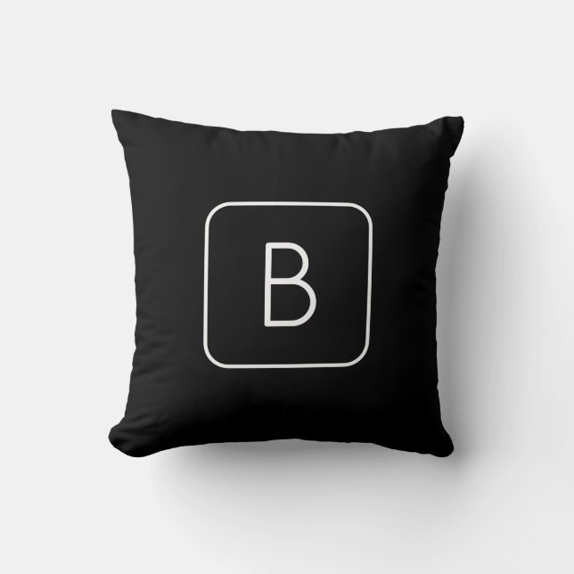 Modern stiliserad initial monogram | Vit & Svart Kudde (Framsida)