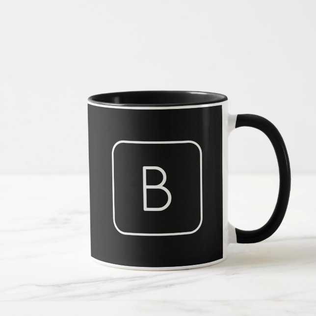 Modern stiliserad initial monogram | Vit & Svart Mugg (Höger)