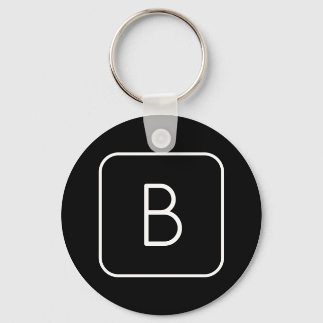 Modern stiliserad initial monogram | Vit & Svart Nyckelring (Framsida)
