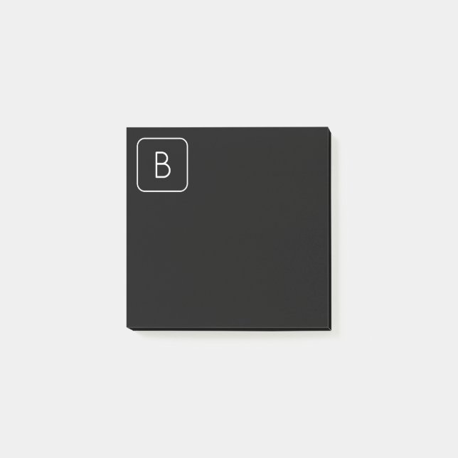 Modern stiliserad initial monogram | Vit & Svart Post-it Block (Framsida)