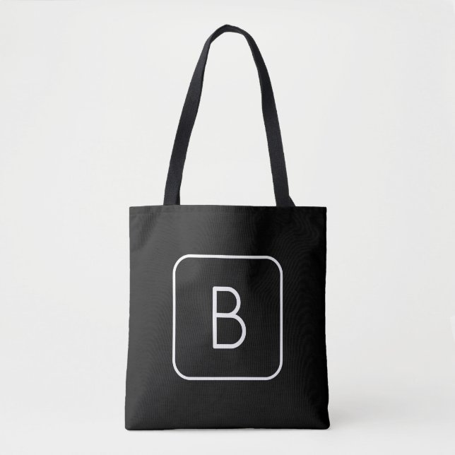 Modern stiliserad initial monogram | Vit & Svart Tygkasse (Framsida)