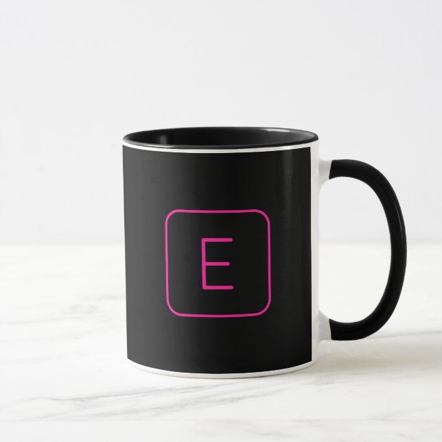 Modern stiliserad initialmonogram | Rosa & Svart Mugg (Höger)