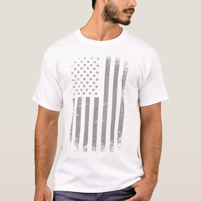 Modern stiliserad svart USA flagga, Abstrakt T Shirt (Framsida)