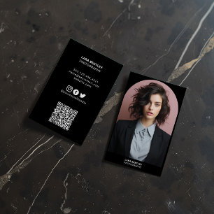 Modern stilist foto social media med QR-kod Visitkort