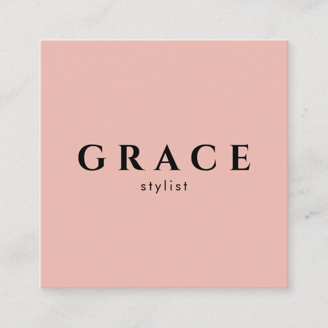 Modern stilist minimalist rosa black designer fyrkantigt visitkort (Framsida)