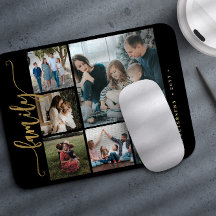 Modern stilren 6-foto collage familjekalligrafi