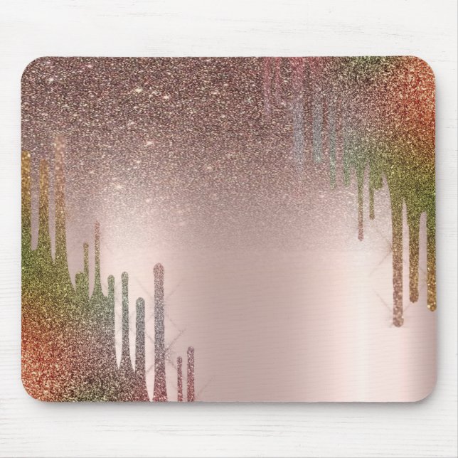 Modern Stilren Cool Glitterdroppar Roséguld Musmatta (Framsidan)
