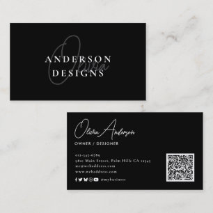 Modern Stilren Elegant Skript QR-kod Sociala Medie Visitkort