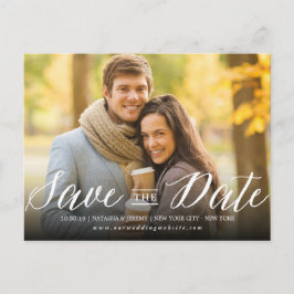 Modern Stilren Enkel Skript Foto Spara Datum Meddelande Vykort