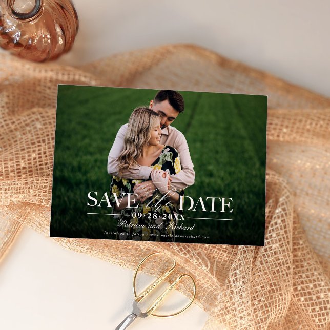 Modern stilren fotobrylloppskort för Save The Date Inbjudningar (Skapare uppladdad)