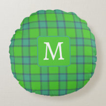 Modern stilren grön & blå Plaid monogram