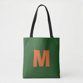 Modern stilren grön& orange monogram initial tygkasse