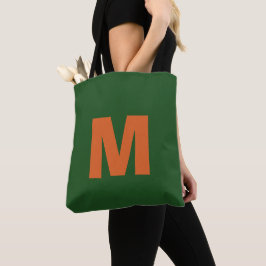 Modern stilren grön& orange monogram initial tygkasse