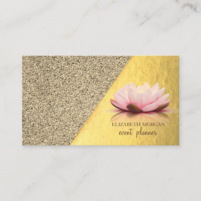 Modern Stilren Guld, Marmor, Geometrisk, Lotus Visitkort (Framsida)