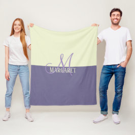 Modern stilren lila vit personlig namnplatta fleecefilt