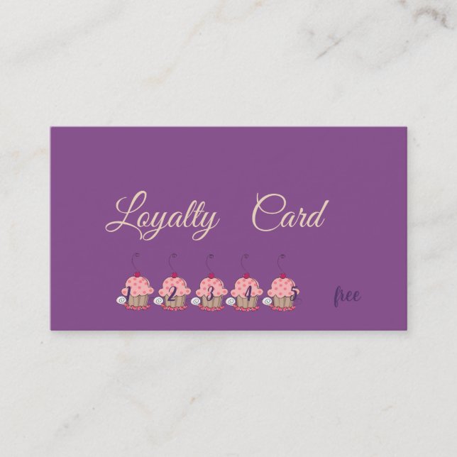 Modern stilren Loyalty Card för Cupcakes Lojalitetskort (Framsida)