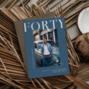 Modern Stilren Magasin   40-års Födelsedagsfoto Inbjudningar