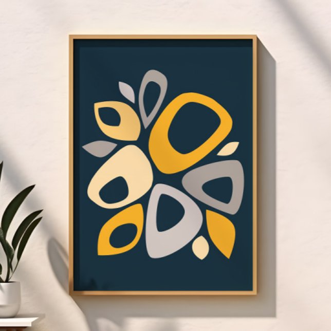 Modern Stilren Marinblå Senap Abstrakt Poster (Skapare uppladdad)