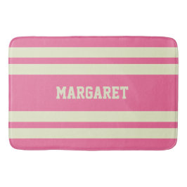 Modern stilren rosa vit monogramnamn badrumsmatta