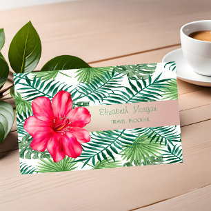 Modern Stilren, Tropiska Palmblad, Hibiskus Visitkort