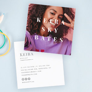 Modern stilren typografi minimalistisk foto fyrkantigt visitkort