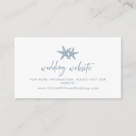 Modern Stjärna Beach Dusty Blue Bröllopswebbplats Tilläggskort