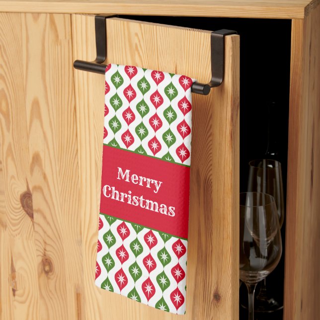 Modern stjärna i god jul i mitten av århundradet kökshandduk (Thirds Fold)