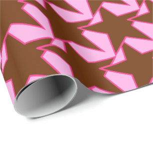 Modern stjärngeometri - brun mörk och rosa presentpapper