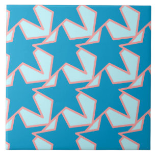 Modern stjärngeometri - cerulean och himlar blue kakelplatta