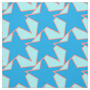 Modern stjärngeometri - cerulean och himlar blue tyg