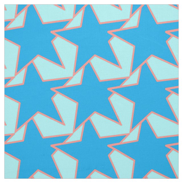 Modern stjärngeometri - cerulean och himlar blue tyg (Provkarta)