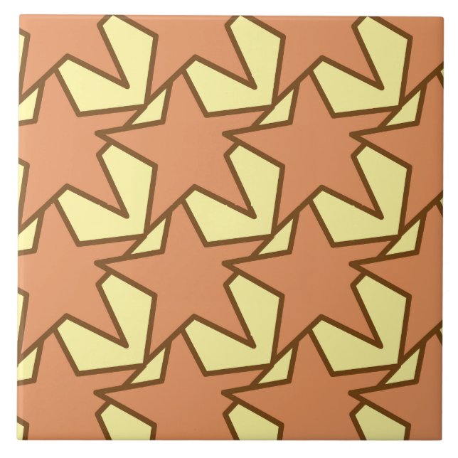 Modern stjärngeometri - karamel och gult kakelplatta (Framsidan)