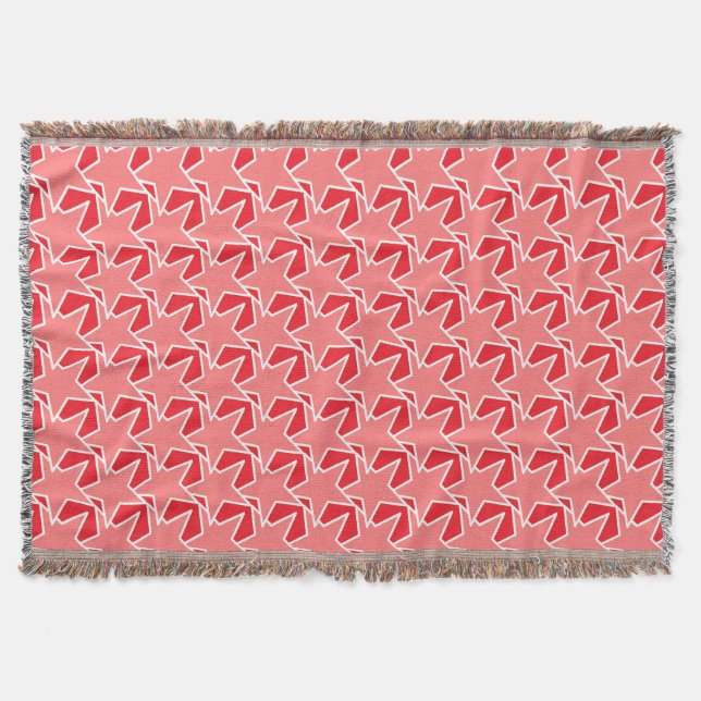Modern stjärngeometri - korallets rosa och rött filt (Framsidan)