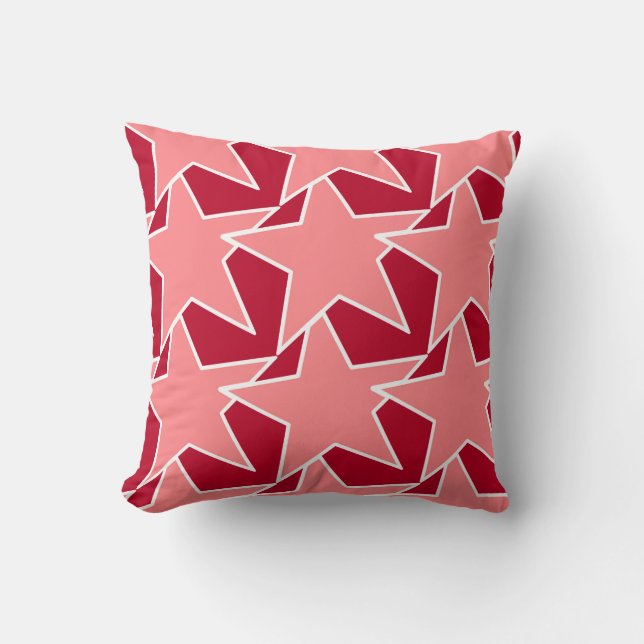Modern stjärngeometri - korallets rosa och rött kudde (Framsida)