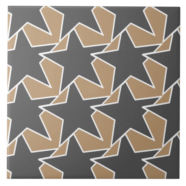Modern stjärngeometri - taupe och grått/grått kakelplatta (Framsidan)