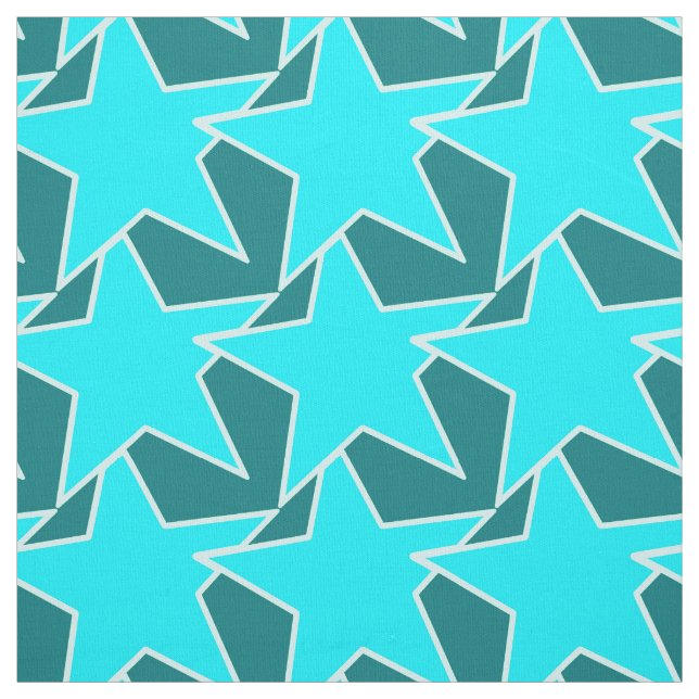 Modern stjärngeometri - turkos och teal tyg (Provkarta)