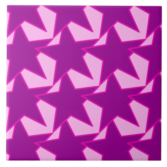 Modern stjärngeometrisk - ametistfärgad och rosa kakelplatta (Framsidan)