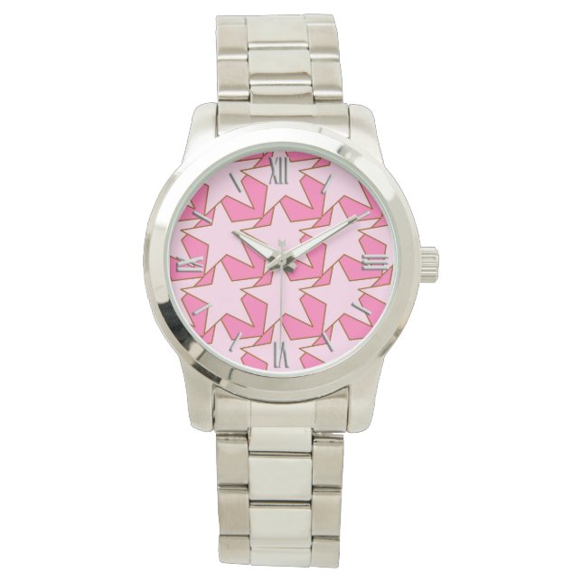 Modern stjärngeometrisk - ljus och djup rosa armbandsur (Framsida)