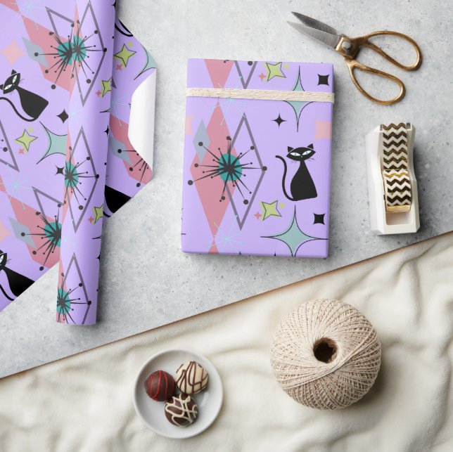 Modern stjärnor och Mönster Lavender i mitten av å Presentpapper (Hantverk)