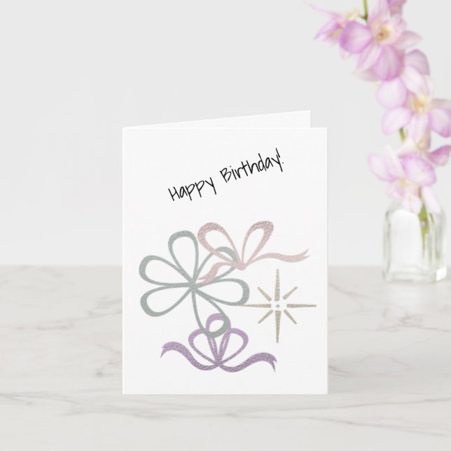 Modern stjärnor och Rosett band Heart-kort Kort (Orkide)