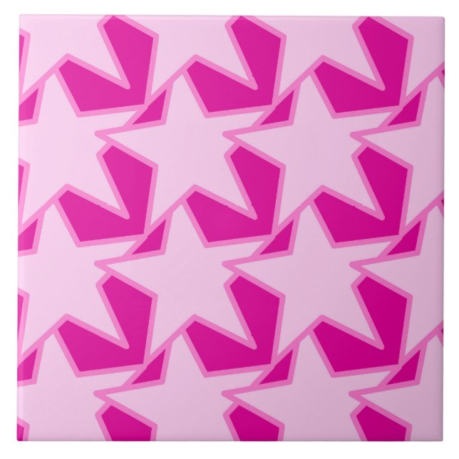 Modern stjärnornas geometri - blekens rosa och fuc kakelplatta (Framsidan)