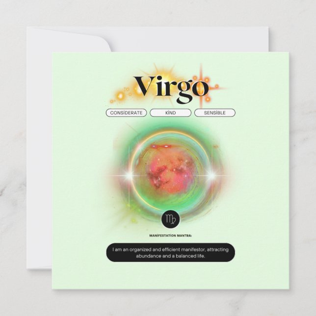 Modern Stjärntecken Jungfrun Citat Jord Element Inbjudningar (Framsida)