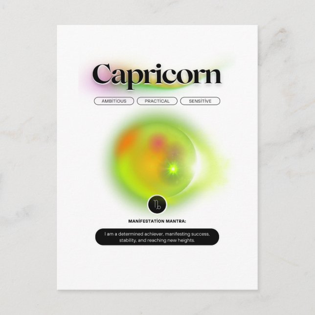 Modern Stjärntecken Stenbocken Citat Jordens Eleme Vykort (Framsida)
